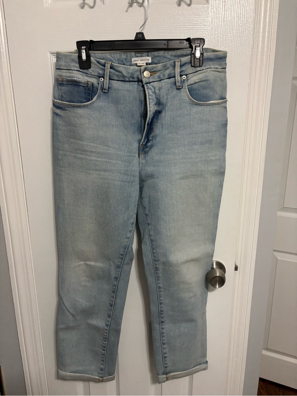 Good American Light Blue Denim Jeans with Classic Button